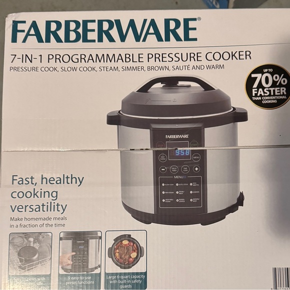 Farberware Silver and Black Programmable Pressure Cooker - Picture 1 of 3